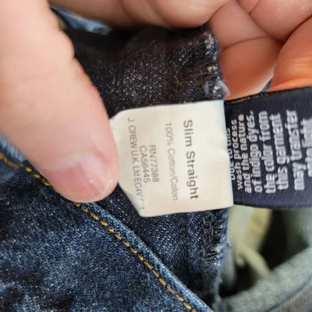 J Crew Jeans Men 31x30 Blue Denim Dark Wash Slim Straight Normcore Basic Classic